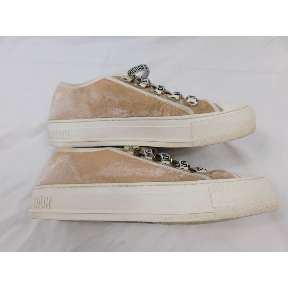 Christian Dior Peach Velvet Low Top Sneakers Walk 'N' Dior 38 - Picture 6 of 14